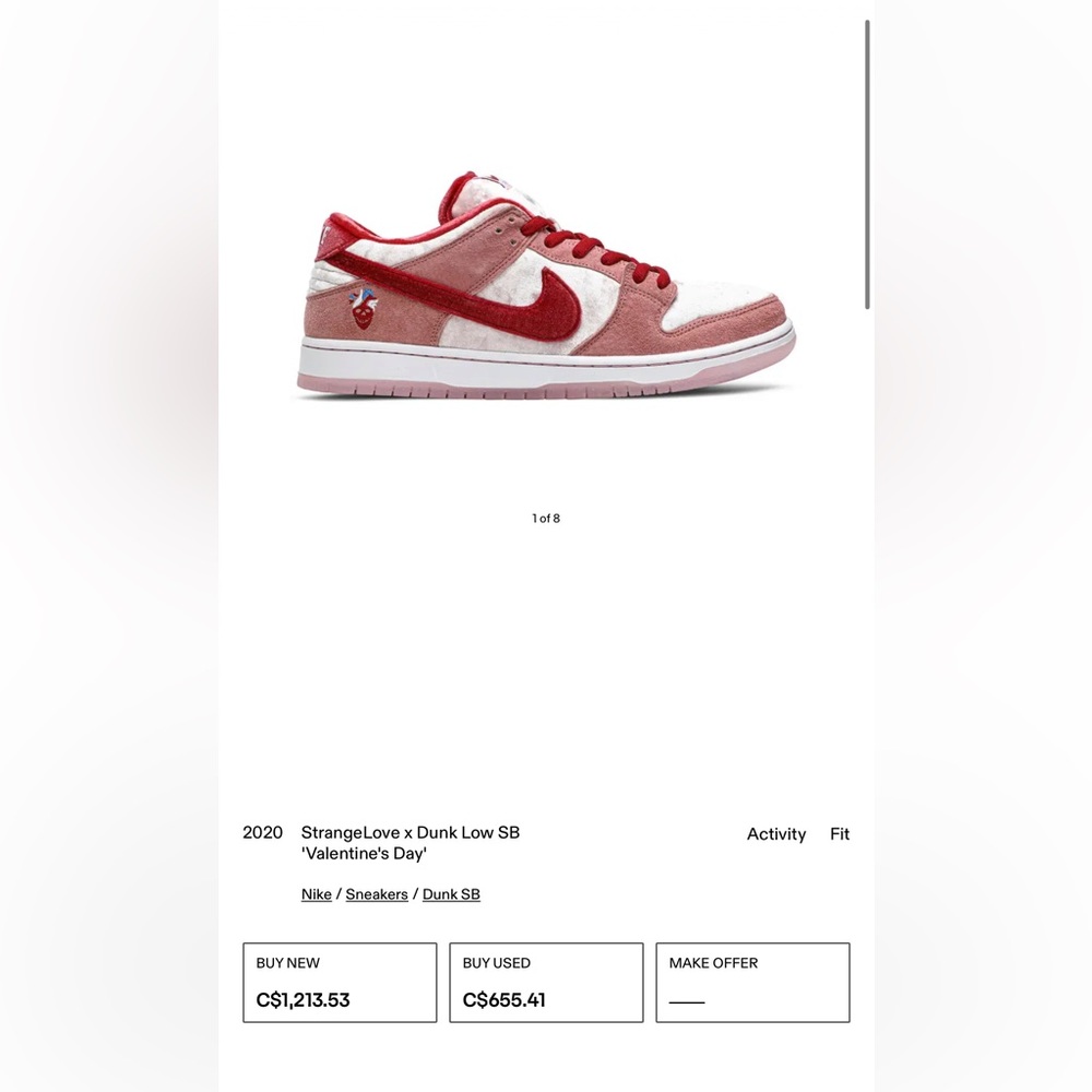 Nike Women's Shoes StrangeLove x Dunk Low SB 'Valentine's Day' - Picture 3 of 6
